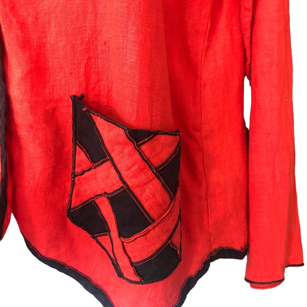 Xiao red Linen Button Shacket Jacket - Picture 3 of 11